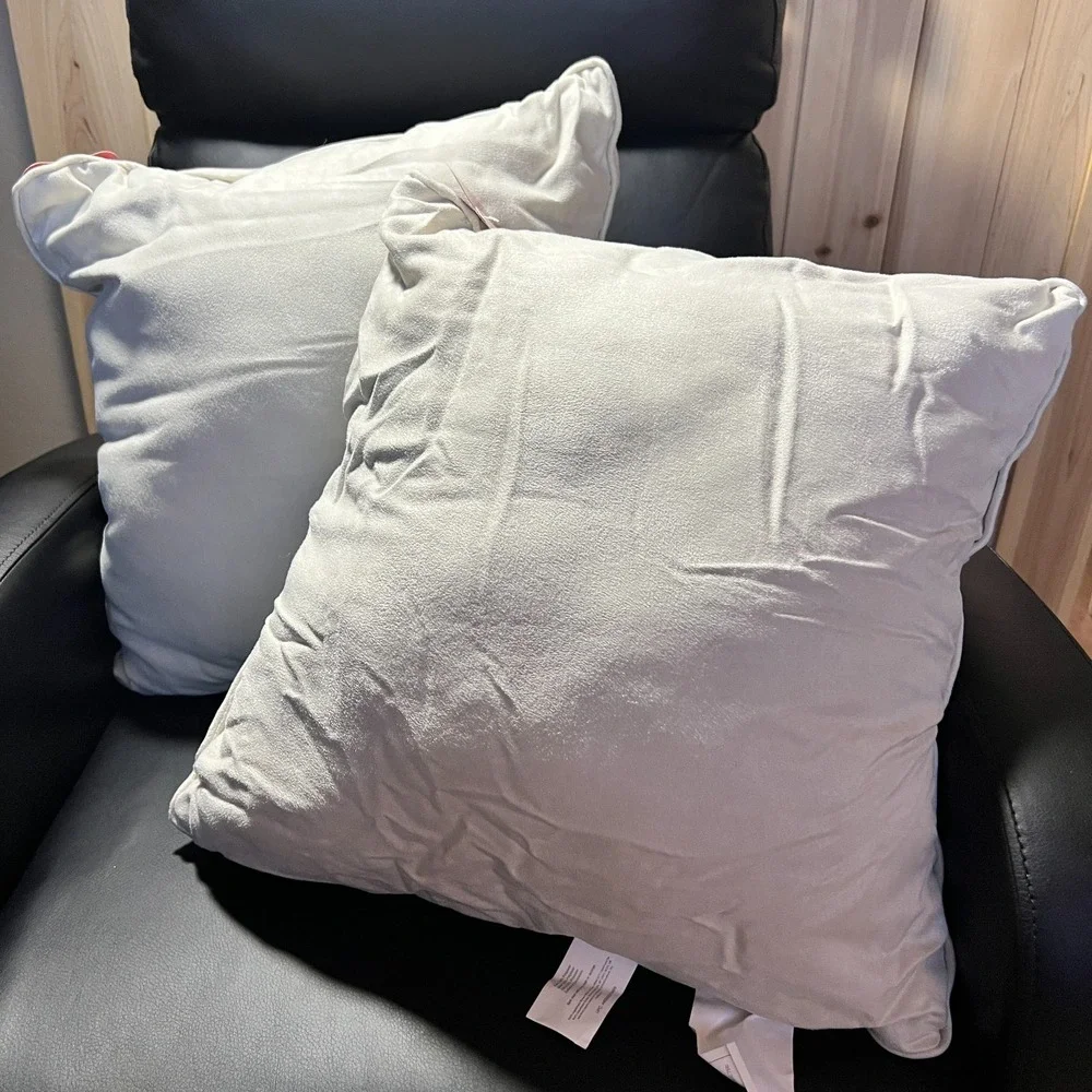 2 St. Nicholas Ivory Throw Pillows 14x14 Red Cardinals Christmas‎ Winter Decor